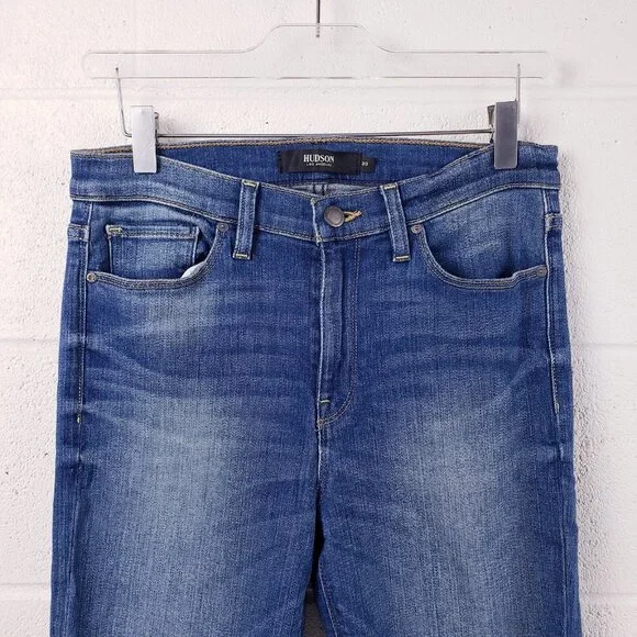 Hudson Nico Super Skinny Distressed High Rise Denim Blue Jeans Women's Size‎ 30 - Picture 3 of 10